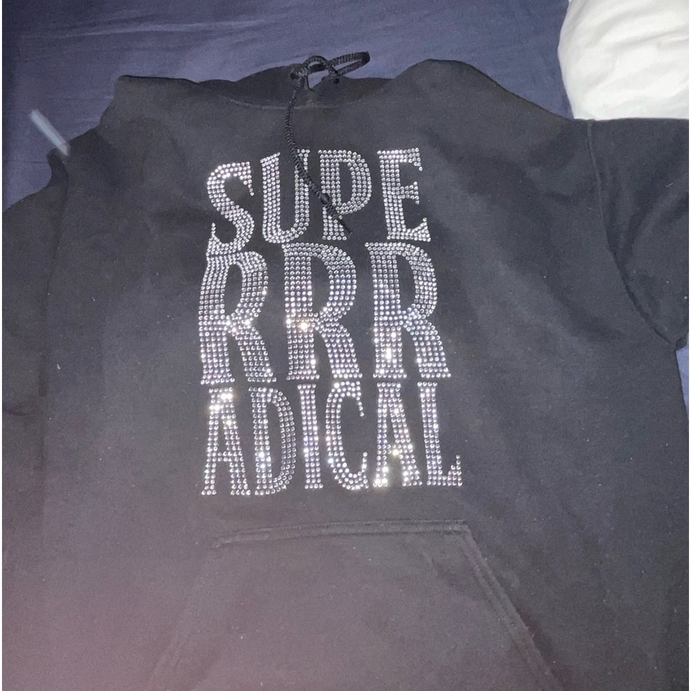 Superrradical Rhinestone Aim Here Hoodie